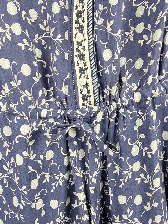 Ann Taylor LOFT Blue Green Floral Romper With Pockets - XS - Picture 7 of 11